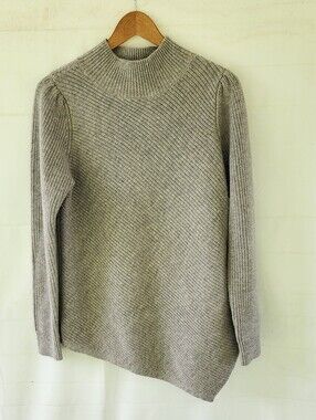 Milly Wool Cashmere Ribbed Mock Neck Sweater